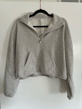 lululemon athletica Light Heather Gray Quarter-Zip Cropped Sweatshirt